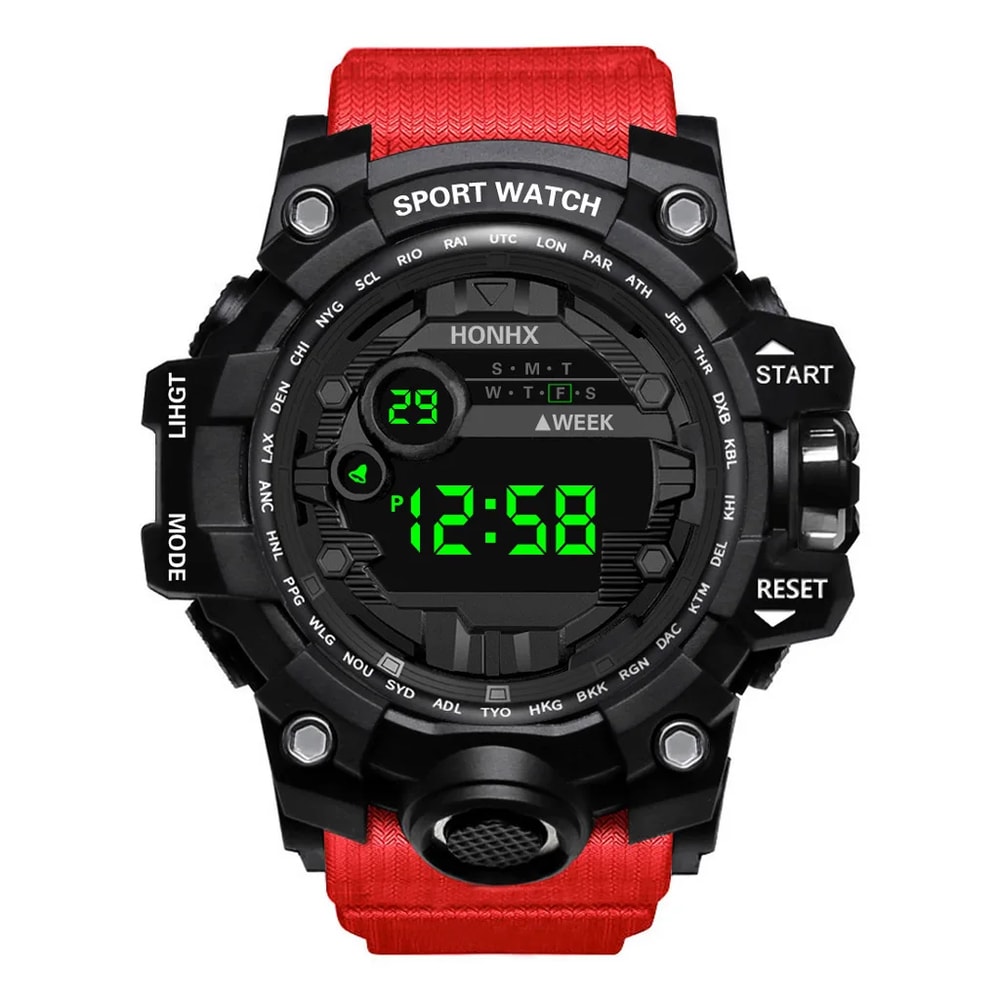 Mens Big Dial LED Digital Sports Watch Waterproof Stopwatch Alarm Fitness Wristwatch 8