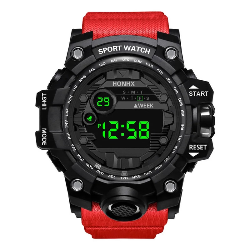 Mens Big Dial LED Digital Sports Watch Waterproof Stopwatch Alarm Fitness Wristwatch 8