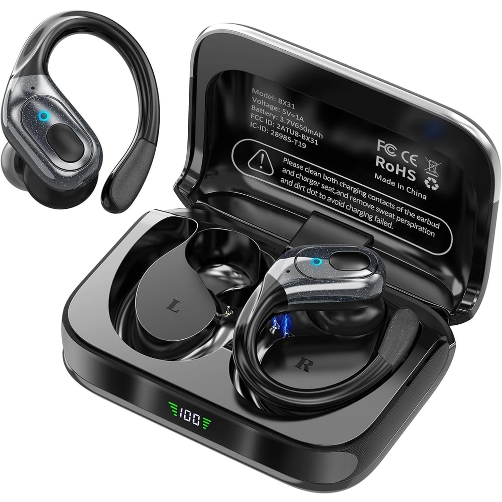 Wireless Earbuds with Earhook Bluetooth Sport Headphones with Noise Cancelling & Long Playtime