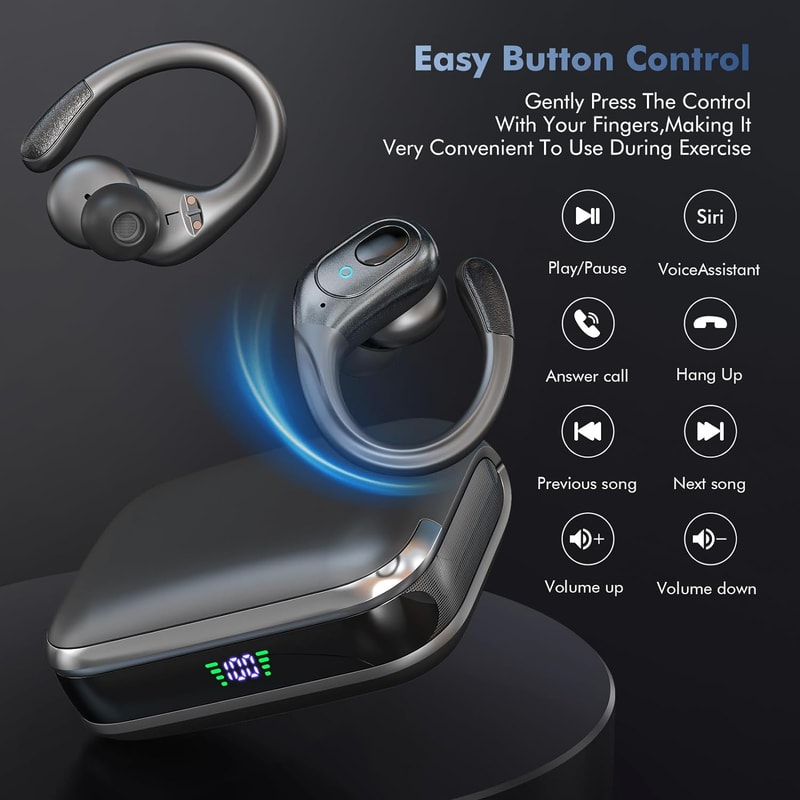Wireless Sports Earbuds Bluetooth HiFi Bass Waterproof Noise Cancelling Headset 5