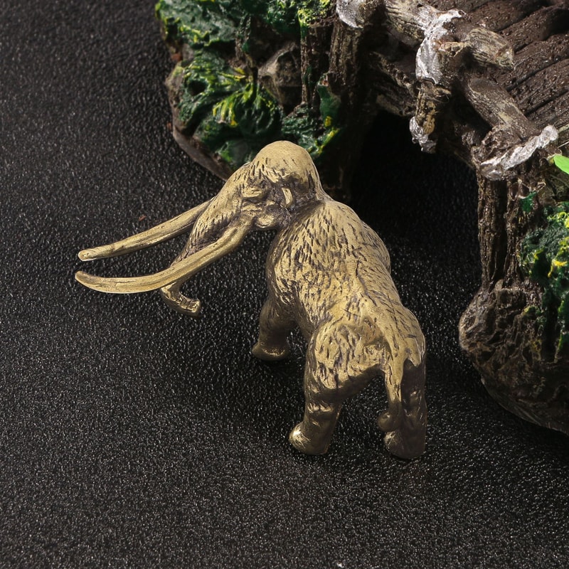 Vintage Brass Woolly Mammoth Figurine Retro Copper Desk Decor Collectible 1