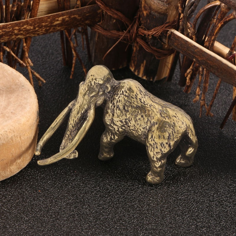 Vintage Brass Woolly Mammoth Figurine Retro Copper Desk Decor Collectible 2
