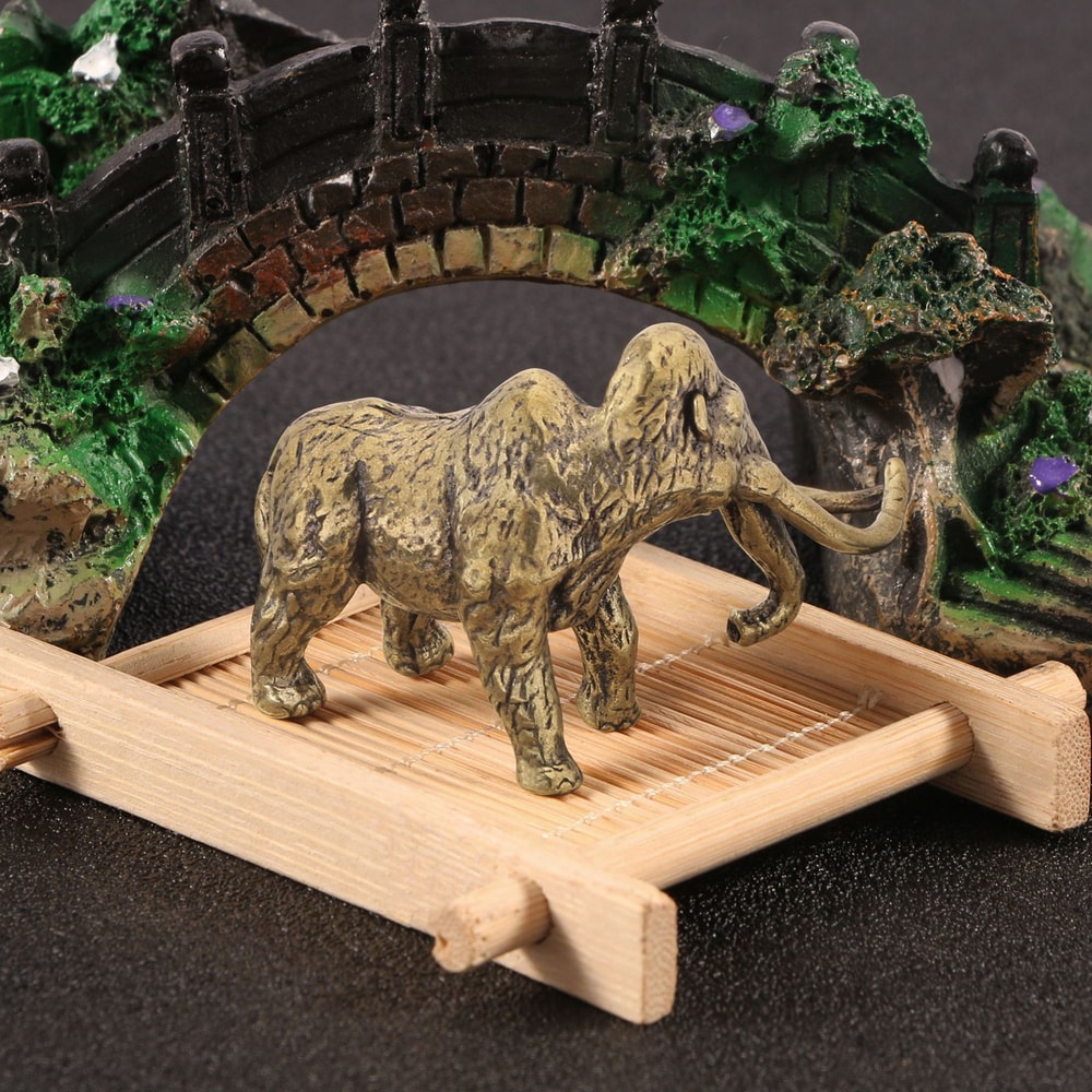 Vintage Brass Woolly Mammoth Figurine Retro Copper Desk Decor Collectible 3