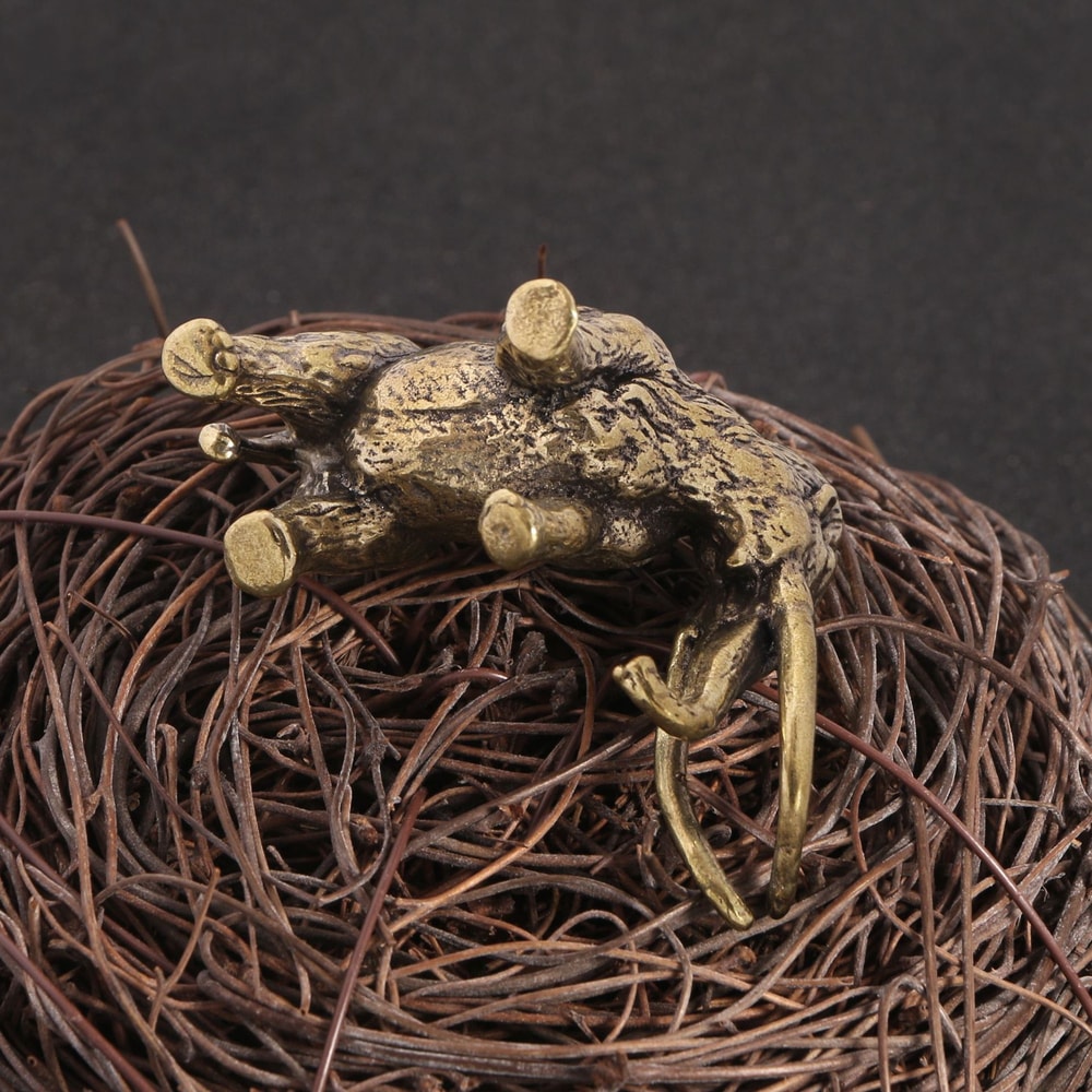 Vintage Brass Woolly Mammoth Figurine Retro Copper Desk Decor Collectible 4