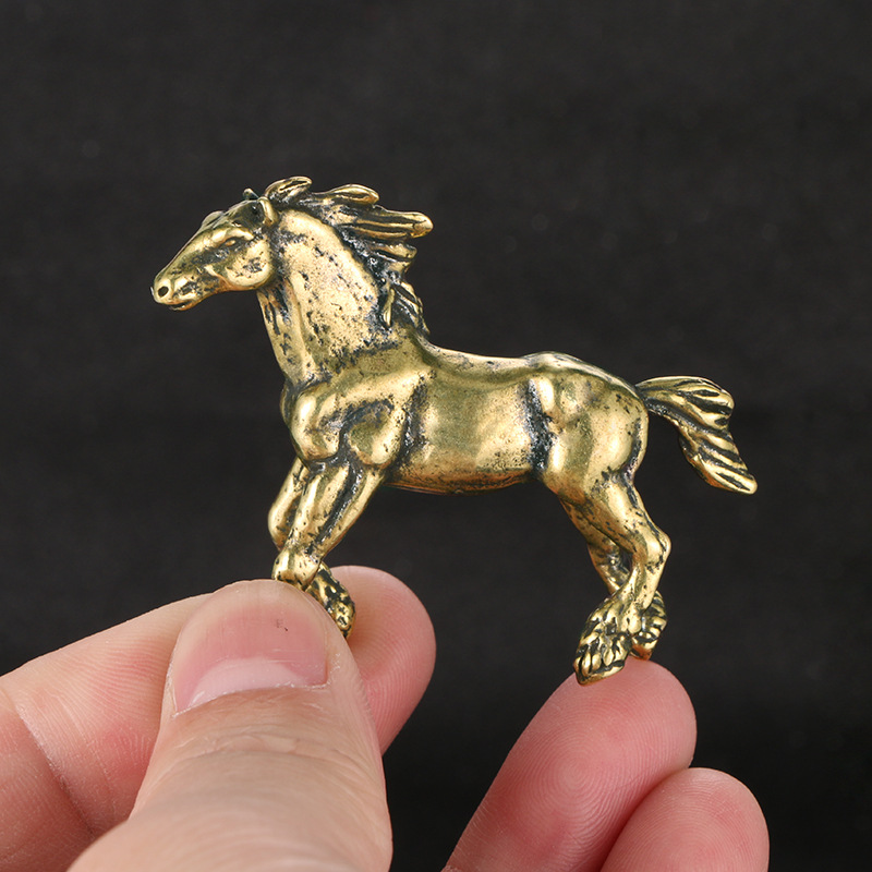 Antique Brass Zodiac Horse Figurine Feng Shui Desk Decor Lucky Chinese Horse Statue Gift 5