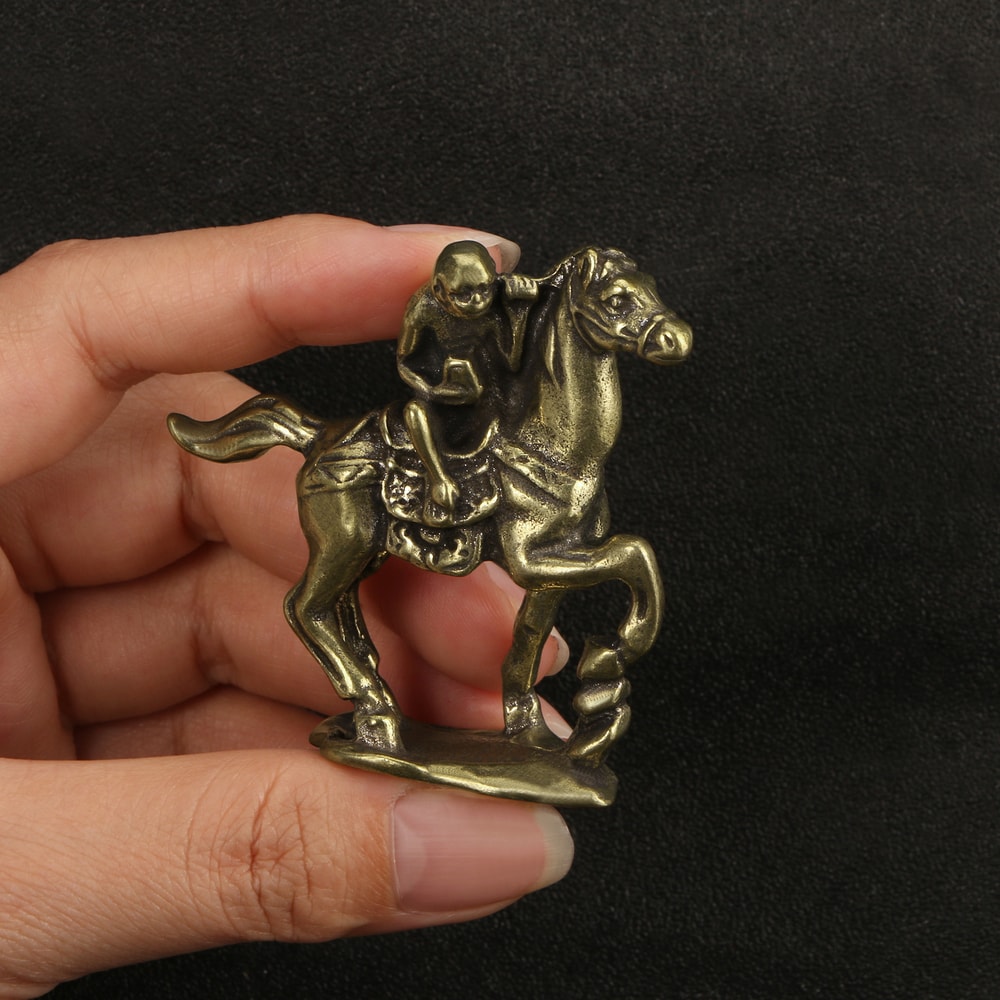 Antique Brass Zodiac Horse Figurine Feng Shui Desk Decor Lucky Chinese Horse Statue Gift 8