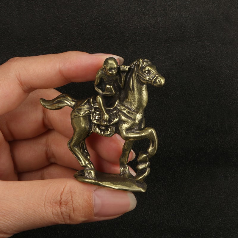 Antique Brass Zodiac Horse Figurine Feng Shui Desk Decor Lucky Chinese Horse Statue Gift 8
