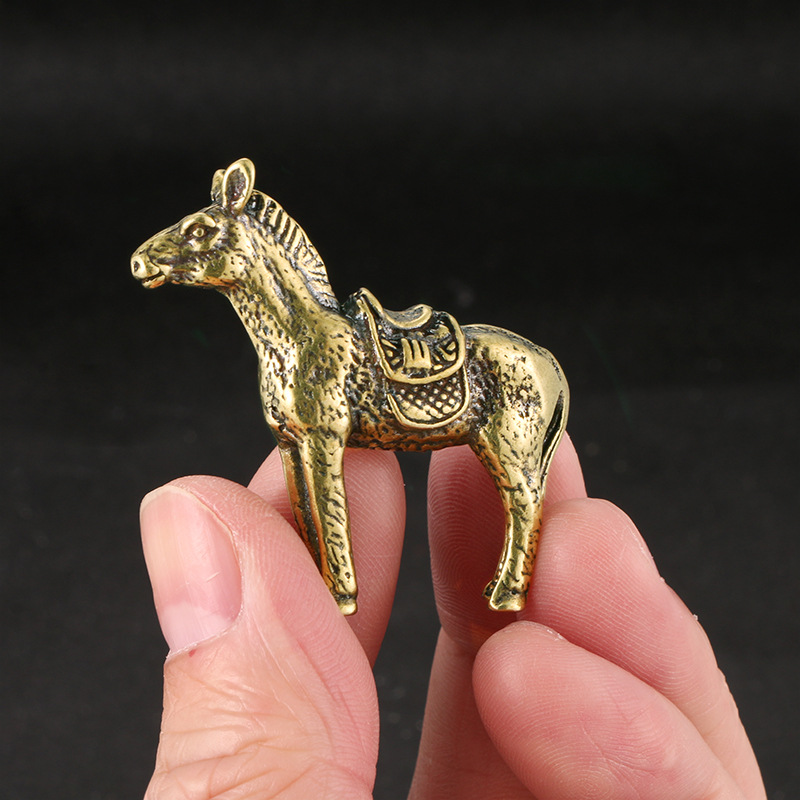 Antique Brass Zodiac Horse Figurine Feng Shui Desk Decor Lucky Chinese Horse Statue Gift 9