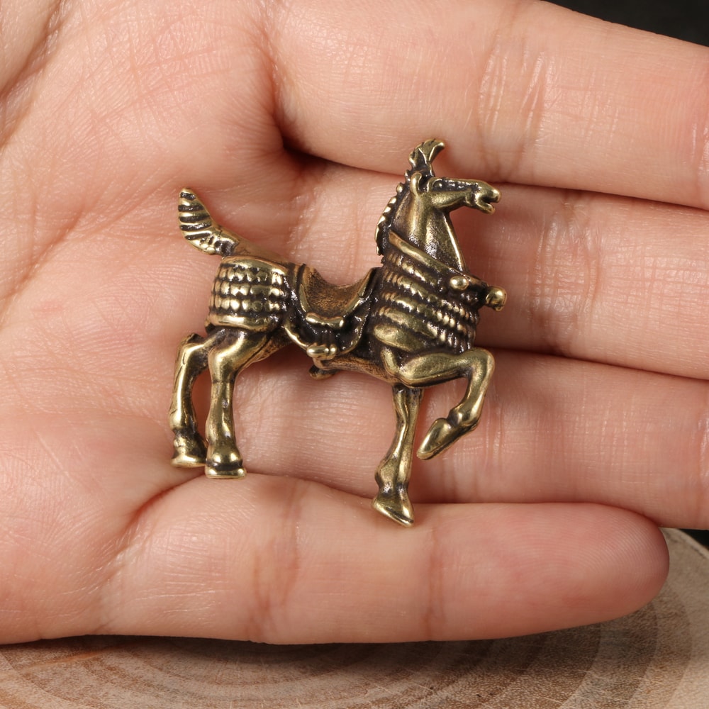 Antique Brass Zodiac Horse Figurine Feng Shui Desk Decor Lucky Chinese Horse Statue Gift 12