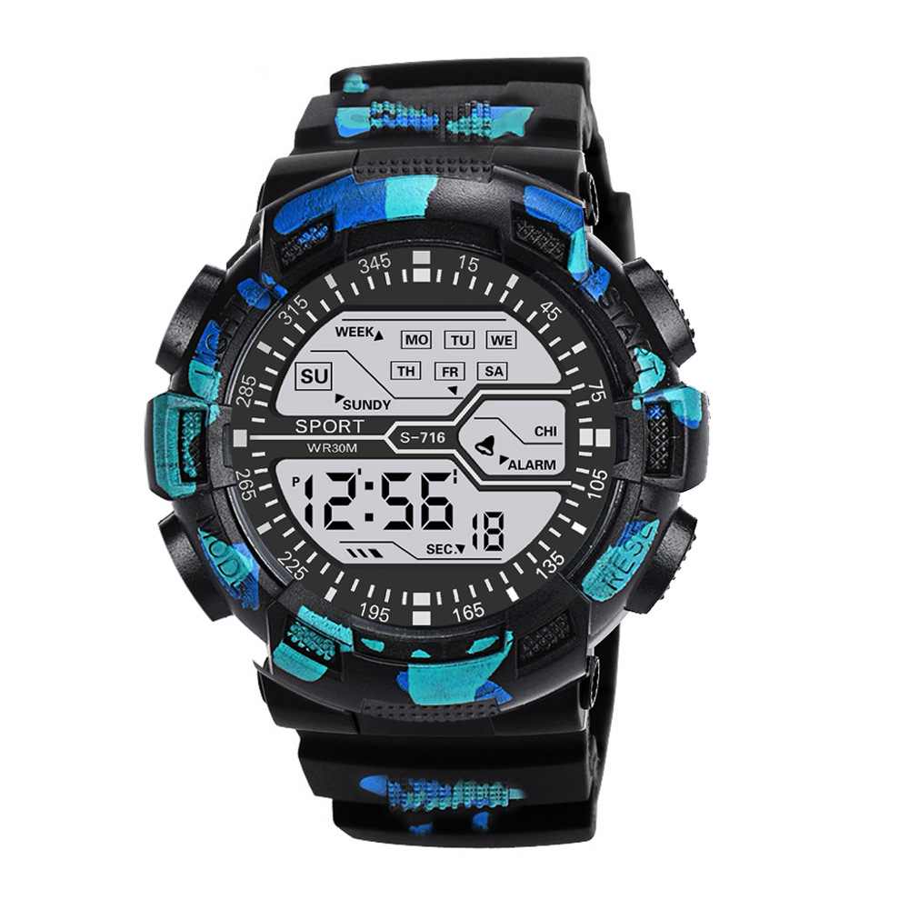 Mens Waterproof Digital Sports Watch With LED Backlight Alarm Stopwatch 1