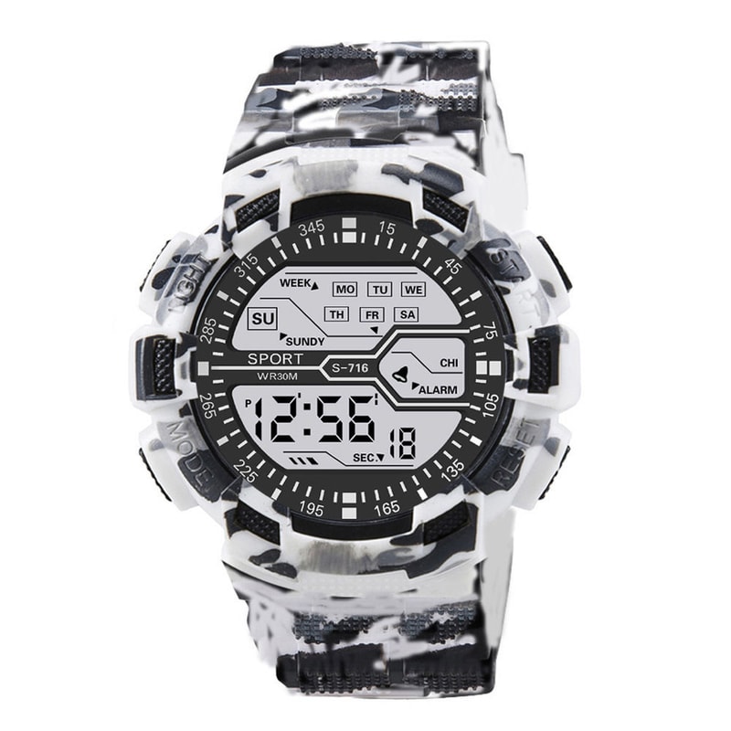 Mens Waterproof Digital Sports Watch With LED Backlight Alarm Stopwatch 8