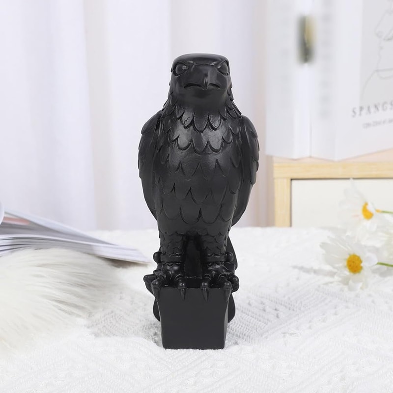 Black Eagle Resin Statue Hawk Sculpture For Desk Home Office Decor 2
