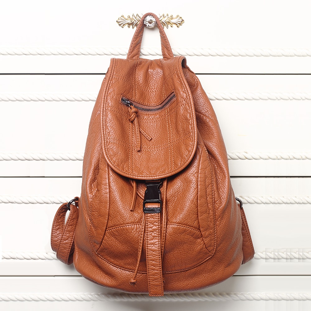 Vintage PU Leather Backpack Stylish Travel Laptop Bag For Everyday Carry 2