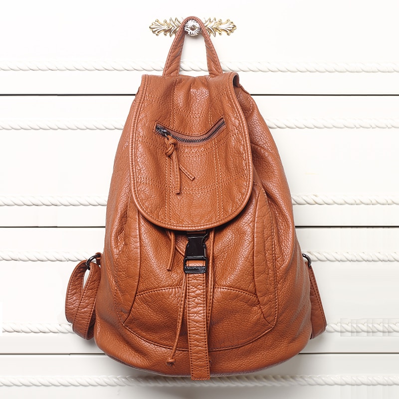 Vintage PU Leather Backpack Stylish Travel Laptop Bag For Everyday Carry 2