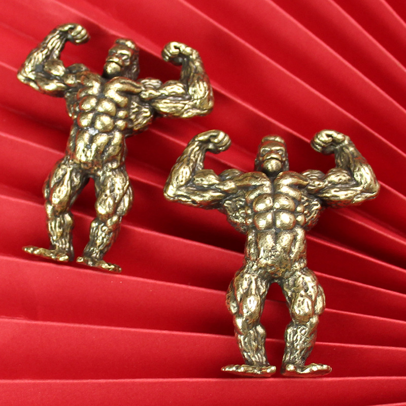 Vintage Bronze Gorilla Sculpture Strong Muscular King Kong Desk Decor Figurine 3