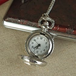 vintage floral pocket watch necklace for women quartz pendant timepiece