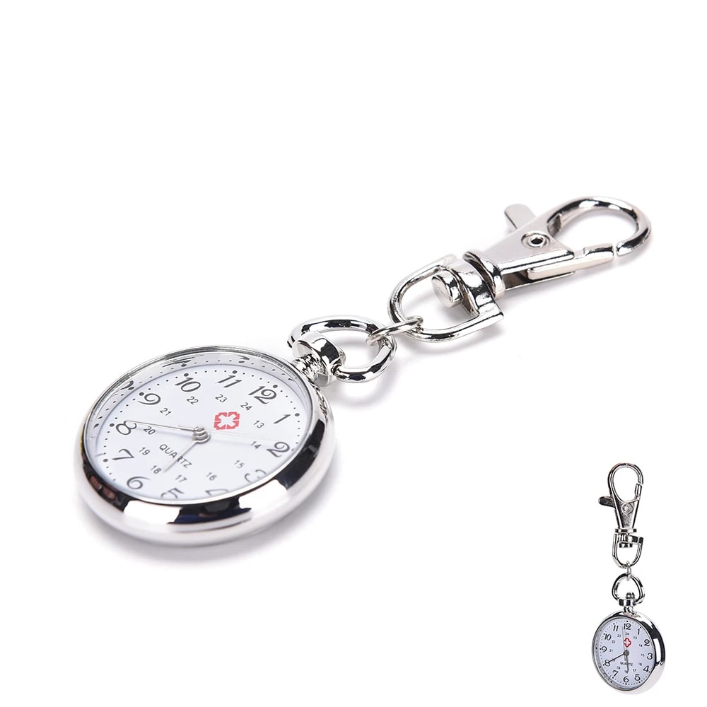 Vintage Stainless Steel Pocket Watch Keychain Cute Quartz Mini Timepiece Gift 1