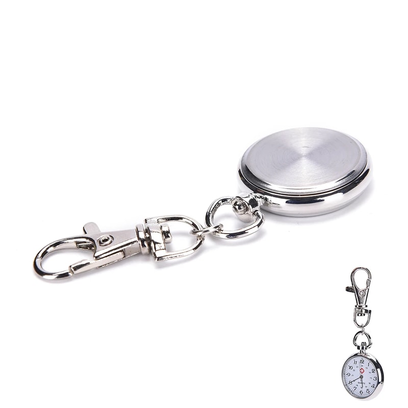 Vintage Stainless Steel Pocket Watch Keychain Cute Quartz Mini Timepiece Gift 2