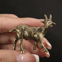 vintage brass goat figurine zodiac desk decor tea pet collectible