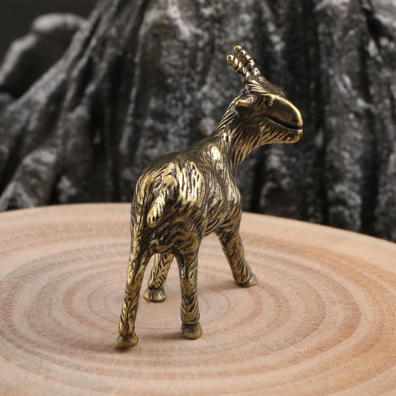 Vintage Brass Goat Figurine Zodiac Desk Decor Tea Pet Collectible 3