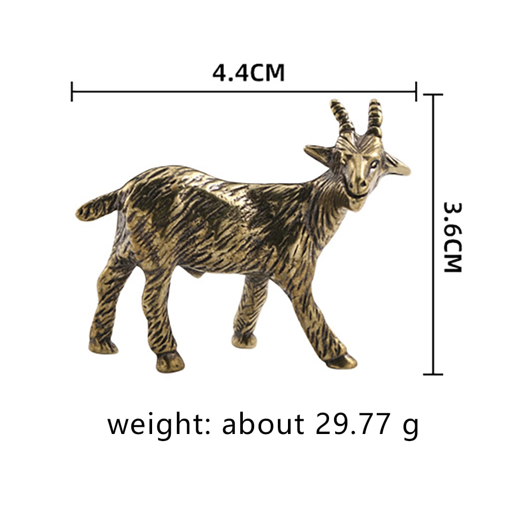 Vintage Brass Goat Figurine Zodiac Desk Decor Tea Pet Collectible 4