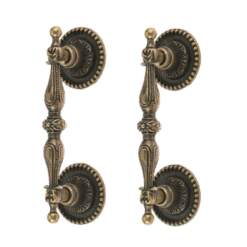 Vintage Cabinet Handles Antique Brass Drawer Pulls European Lace Design