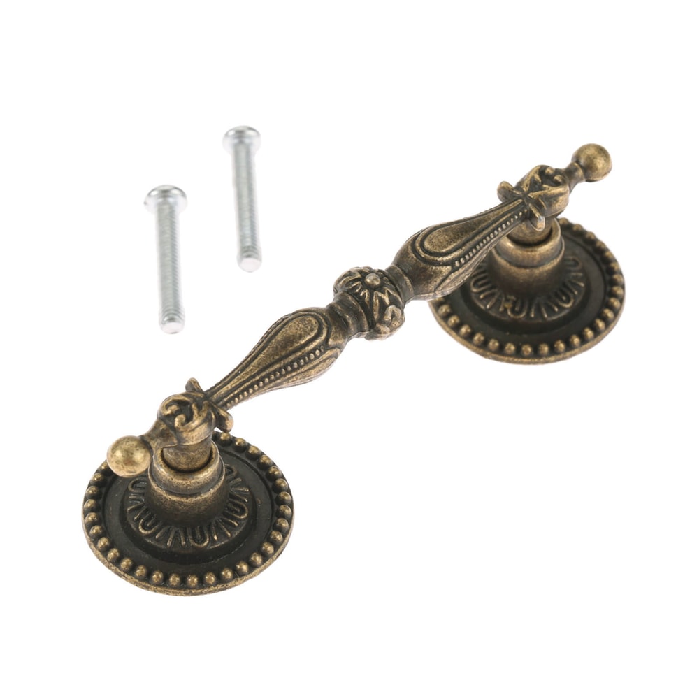 Vintage Cabinet Handles Antique Brass Drawer Pulls European Lace Design