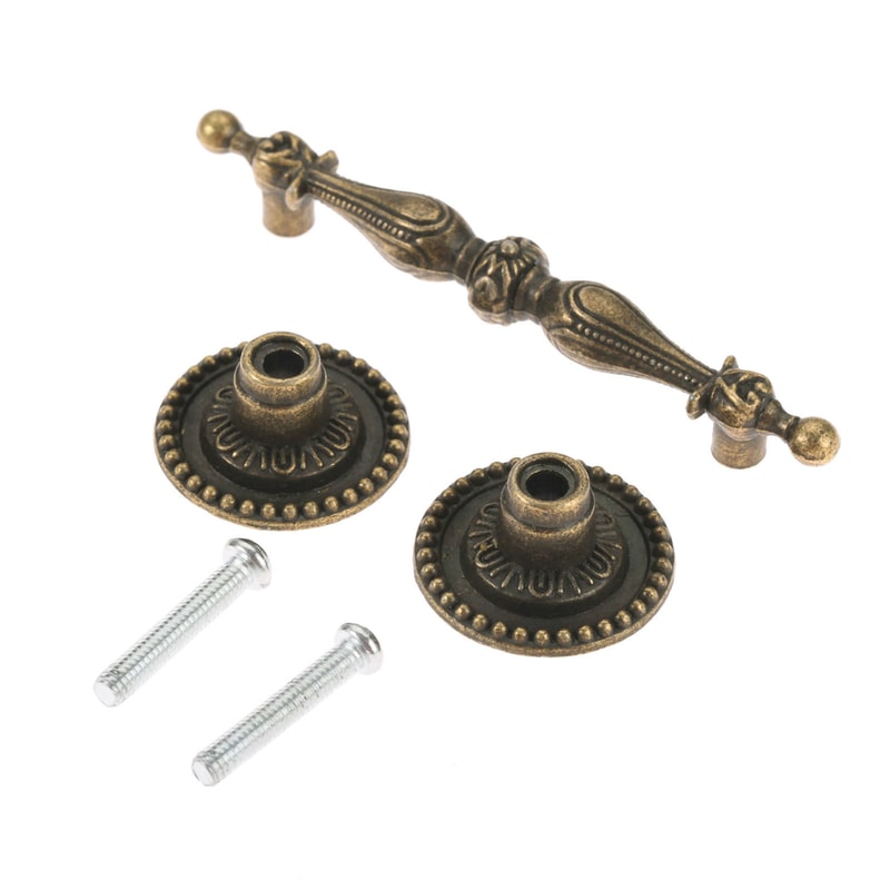 Vintage Cabinet Handles Antique Brass Drawer Pulls European Lace Design