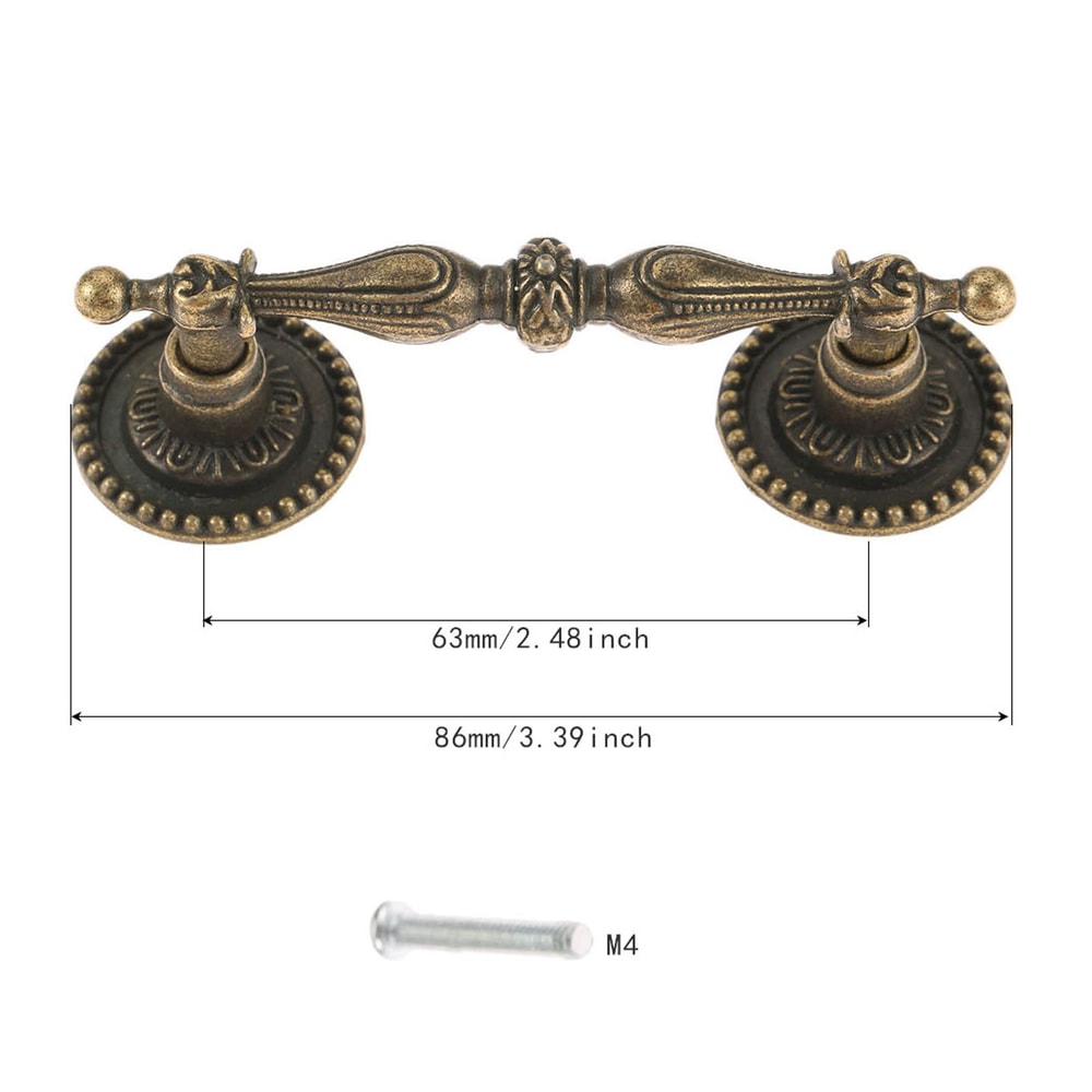 Vintage Cabinet Handles Antique Brass Drawer Pulls European Lace Design