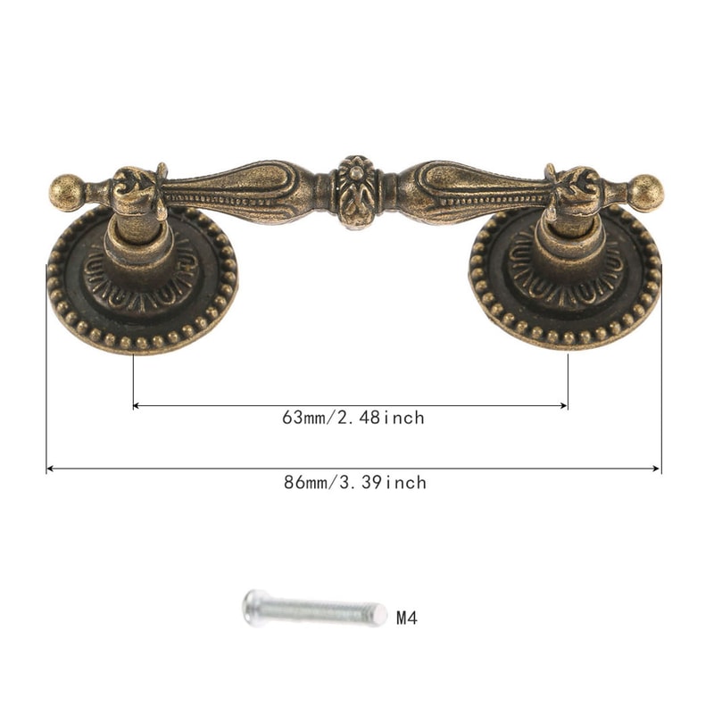 Vintage Cabinet Handles Antique Brass Drawer Pulls European Lace Design