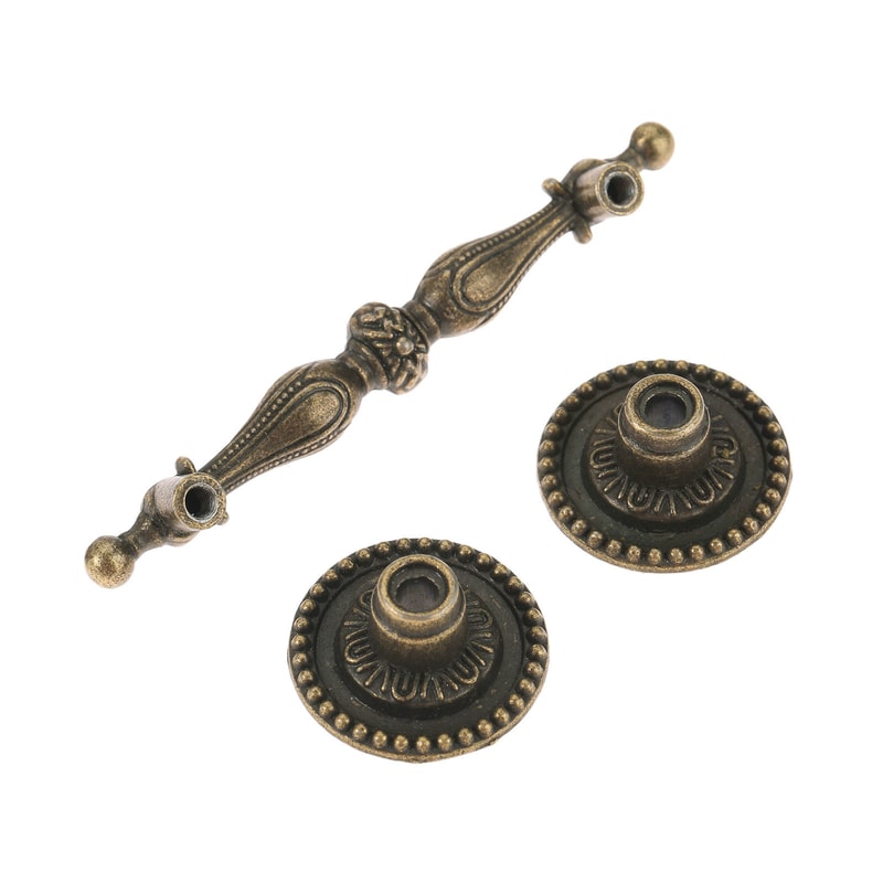 Vintage Cabinet Handles Antique Brass Drawer Pulls European Lace Design