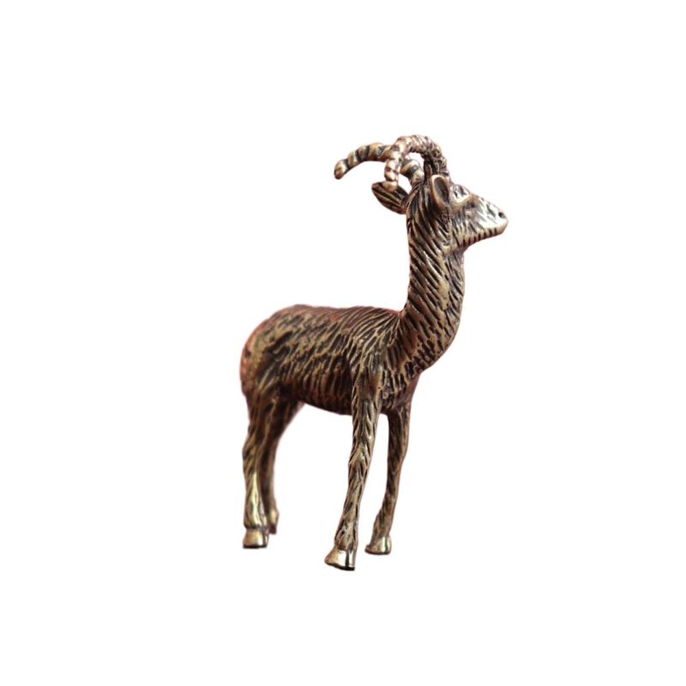 Retro Brass Goat Figurine Miniature Desk Decor Tea Pet Ornament 1