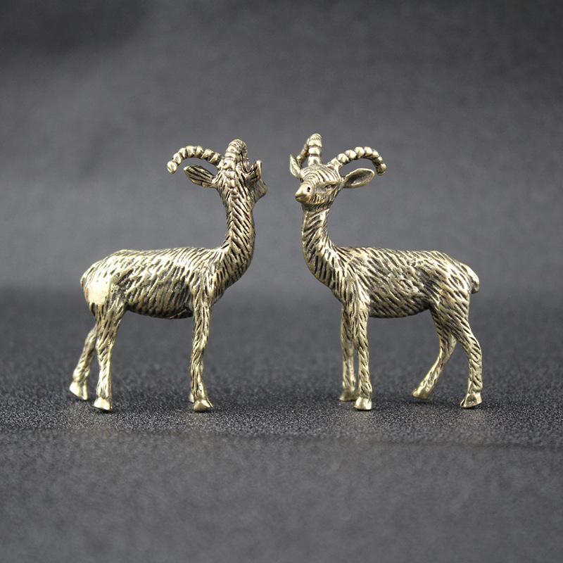 Retro Brass Goat Figurine Miniature Desk Decor Tea Pet Ornament 2