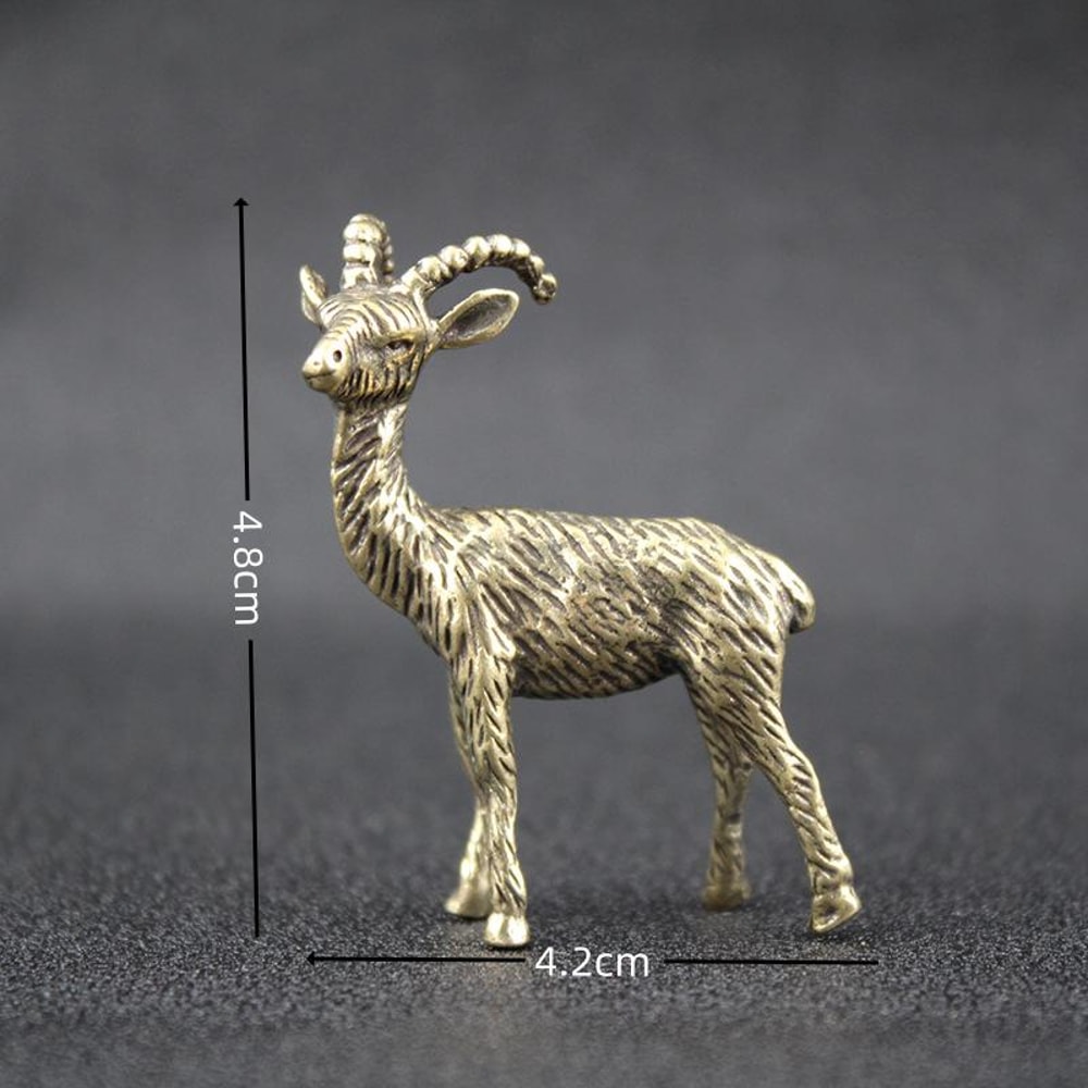 Retro Brass Goat Figurine Miniature Desk Decor Tea Pet Ornament 4