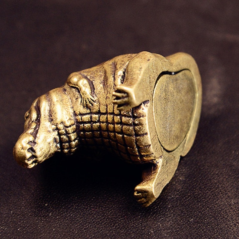 Vintage Brass Crocodile Figurine Mini Desk Decor Collectible Ornament 4