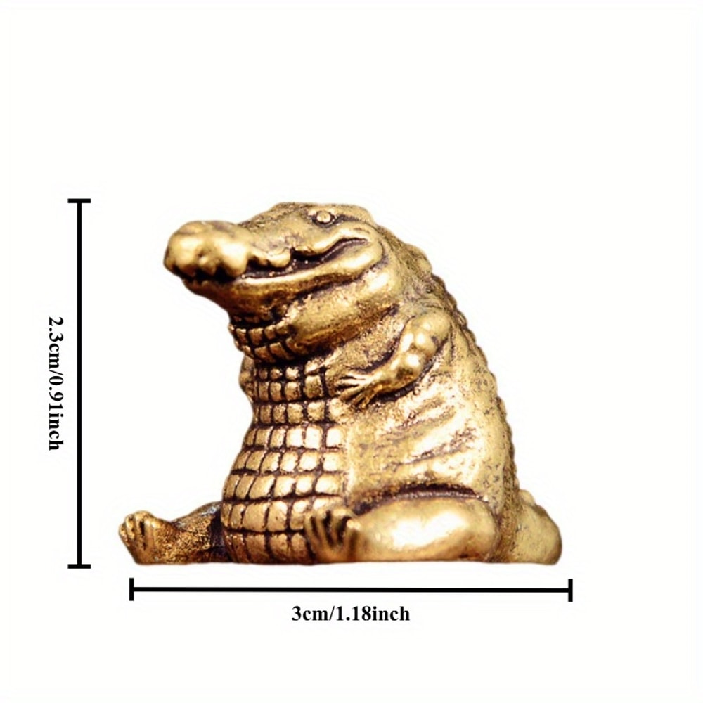 Vintage Brass Crocodile Figurine Mini Desk Decor Collectible Ornament 5