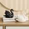 Elegant Couple Swan Ceramic Figurine Set Black White Home Decor 1
