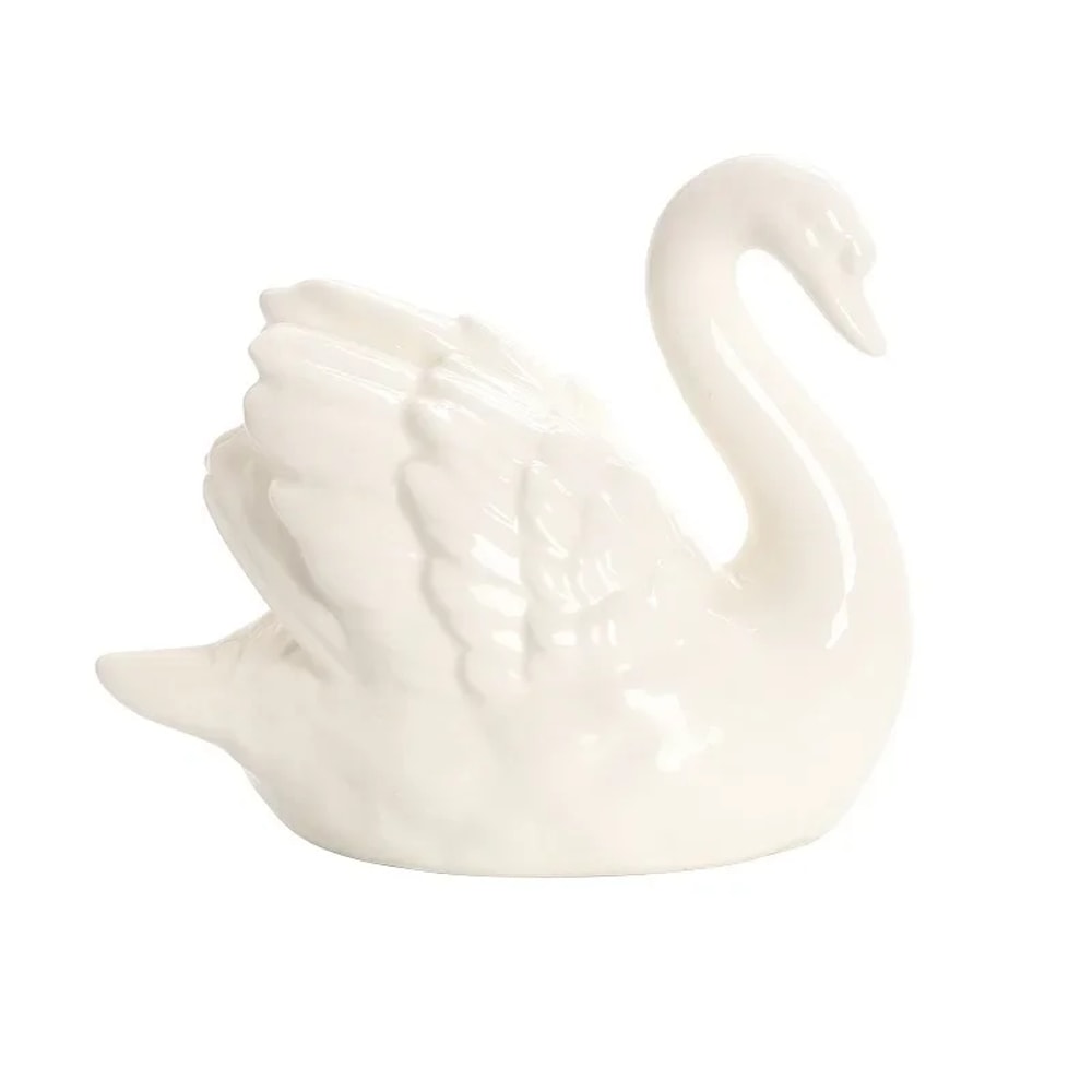 Elegant Couple Swan Ceramic Figurine Set Black White Home Decor 5