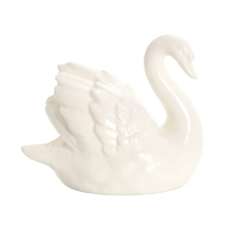 Elegant Couple Swan Ceramic Figurine Set Black White Home Decor 5
