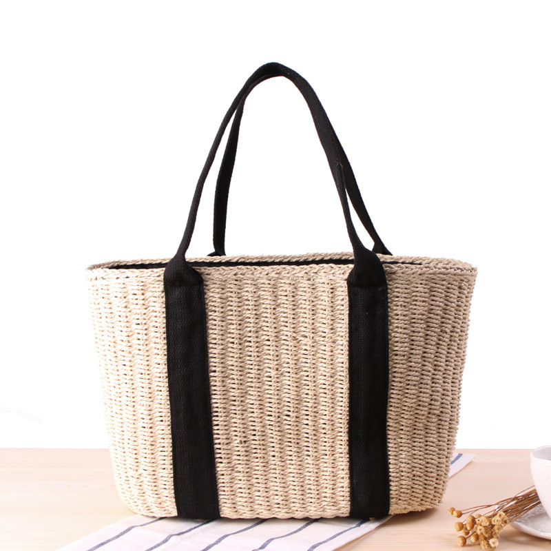 Luxury Straw Tote Bag Handmade Woven Beach Shoulder Bag for Summer Travel