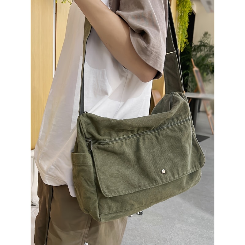 Large Capacity Canvas Crossbody Bag Adjustable Hobo Sling For Everyday Travel 1