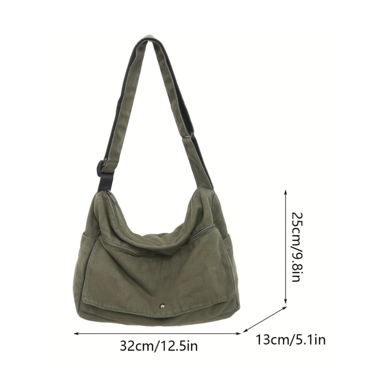 Large Capacity Canvas Crossbody Bag Adjustable Hobo Sling For Everyday Travel 2