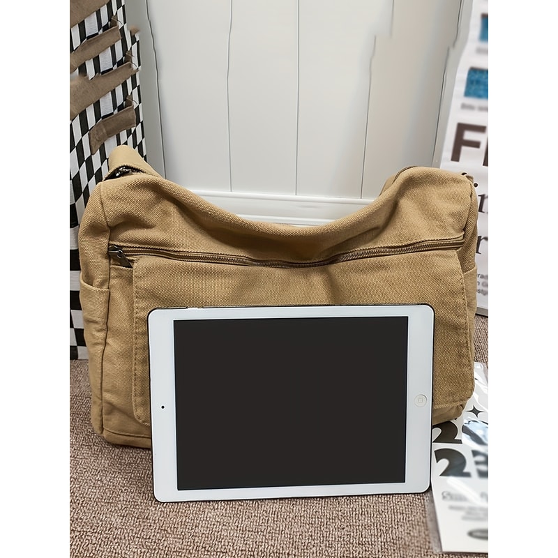 Large Capacity Canvas Crossbody Bag Adjustable Hobo Sling For Everyday Travel 3