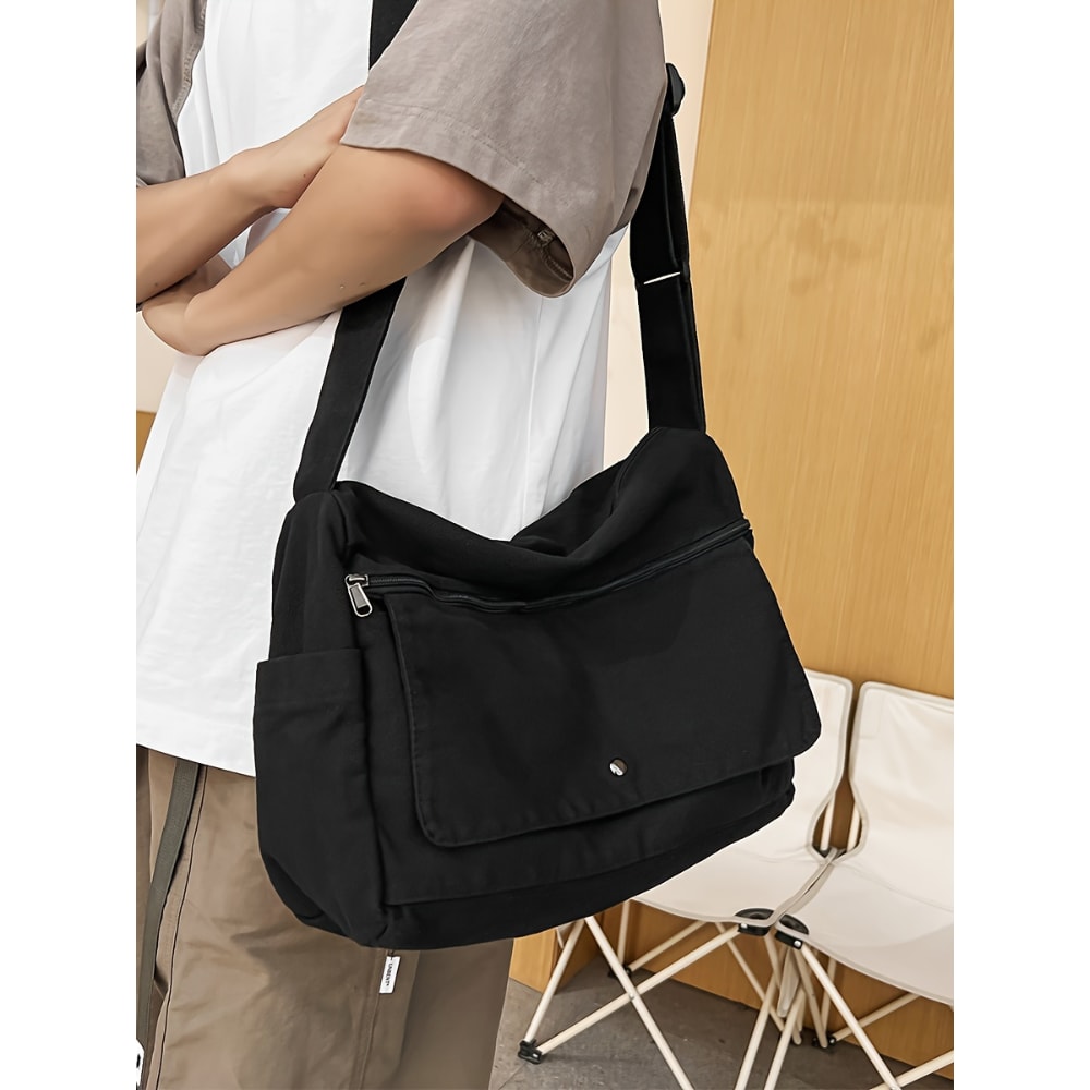 Large Capacity Canvas Crossbody Bag Adjustable Hobo Sling For Everyday Travel 4