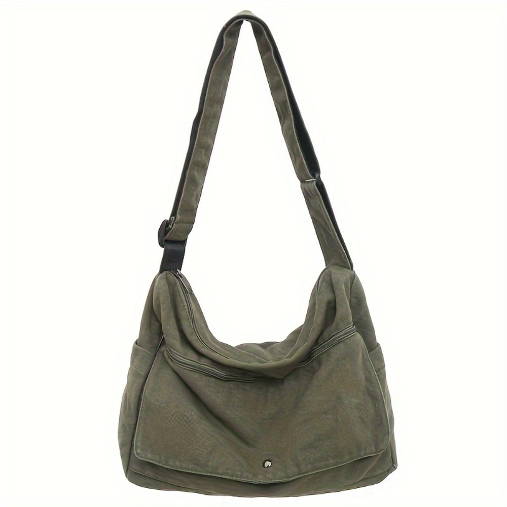 Large Capacity Canvas Crossbody Bag Adjustable Hobo Sling For Everyday Travel 7