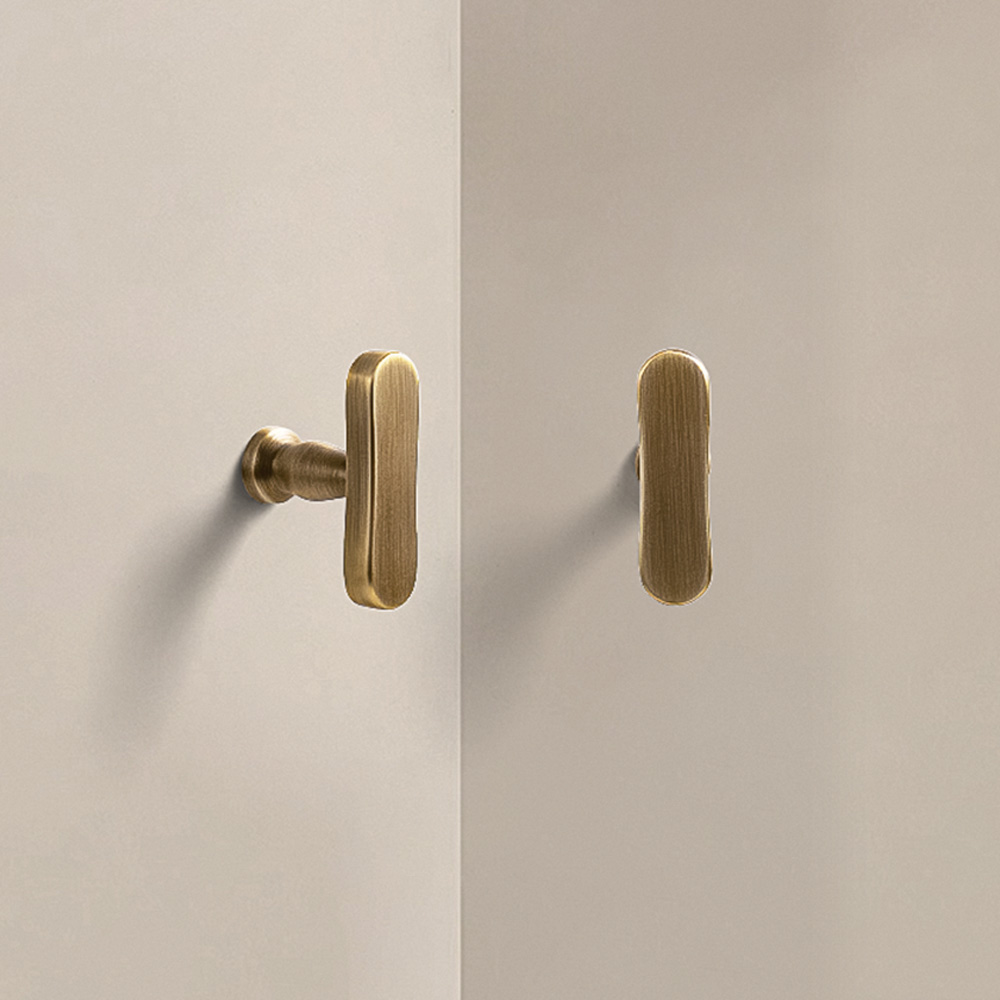 Modern Brass T-Bar Cabinet Handles Minimalist Drawer Knobs for Kitchen and Furniture