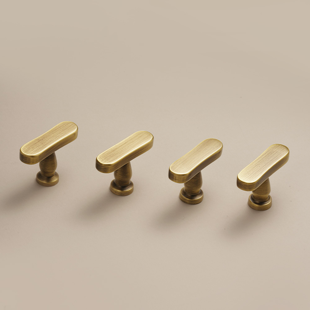 Modern Brass T-Bar Cabinet Handles Minimalist Drawer Knobs for Kitchen and Furniture