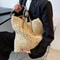 Boho Straw Beach Tote Bag Large Capacity Woven Shoulder Shopper for Women Vacation Style