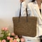 Boho Straw Beach Tote Bag Large Capacity Woven Shoulder Shopper for Women Vacation Style