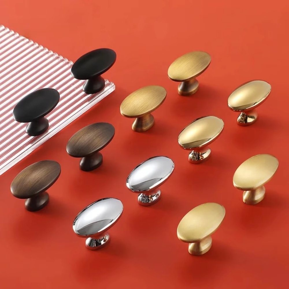 Solid Brass Oval Cabinet Knobs Vintage Drawer Handles For Elegant Furniture Upgrade 2